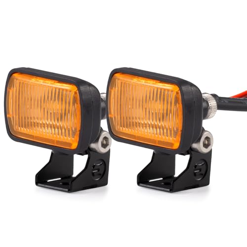 AXspeed 2 Stück Quadratische LED-Strahler für 1/10 RC Crawler Auto Frontlicht Dachlicht Kompatibel mit Axial SCX10 90046, TRX4, TRX6 RC Car (Orange, 15 mm) von AXspeed