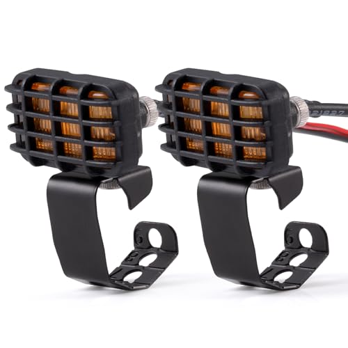 AXspeed 2 Stück Quadratische LED-Strahler für 1/10 RC Crawler Auto Frontlicht Dachlicht Kompatibel mit Axial SCX10 90046, TRX4, TRX6 RC Car (Orange, 17 mm) von AXspeed
