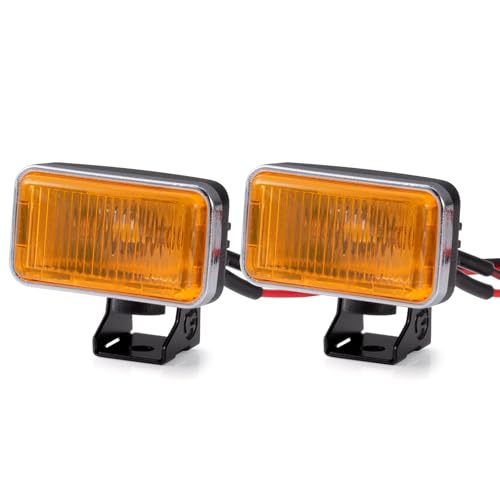 AXspeed 2 Stück Quadratische LED-Strahler für 1/10 RC Crawler Auto Frontlicht Dachlicht Kompatibel mit Axial SCX10 90046, TRX4, TRX6 RC Car (Orange, 20 mm) von AXspeed