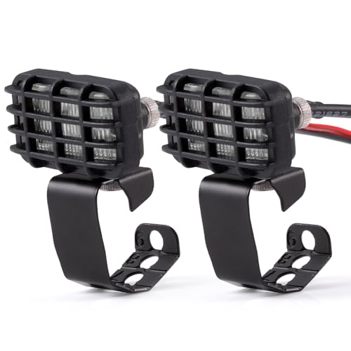 AXspeed 2 Stück Quadratische LED-Strahler für 1/10 RC Crawler Auto Frontlicht Dachlicht Kompatibel mit Axial SCX10 90046, TRX4, TRX6 RC Car (Weiß, 17 mm) von AXspeed