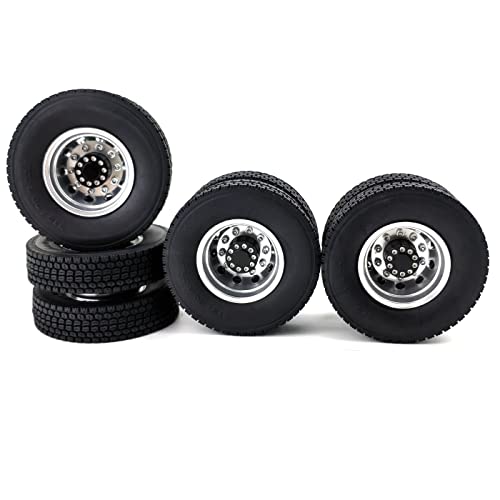 AXspeed 4 Stück Metall Rückseite Radnaben Felgen mit Reifen Set für 1/14 RC Tamiya Tractor Climbing Trailer (Style C) von AXspeed