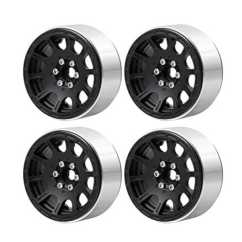AXspeed 4 Stück/Set Metall 1,9 "Beadlock Radfelgen Radnaben für 1:10 Axial SCX10 TRX-4 D90 RC Car (Matt Schwarz) von AXspeed