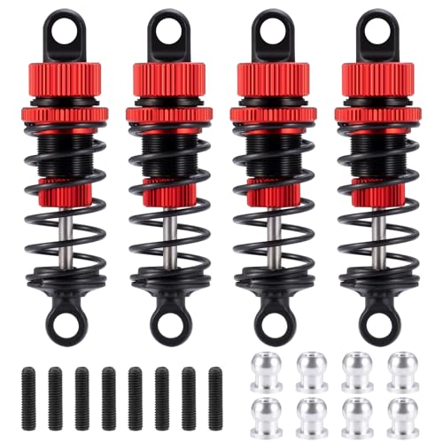 AXspeed Metall-Stoßdämpfer-Upgrade vorne und hinten, Federungsdämpfer für Tamiya TT02 1:10 RC On Road Touring Cars (Rot, 62 mm) von AXspeed