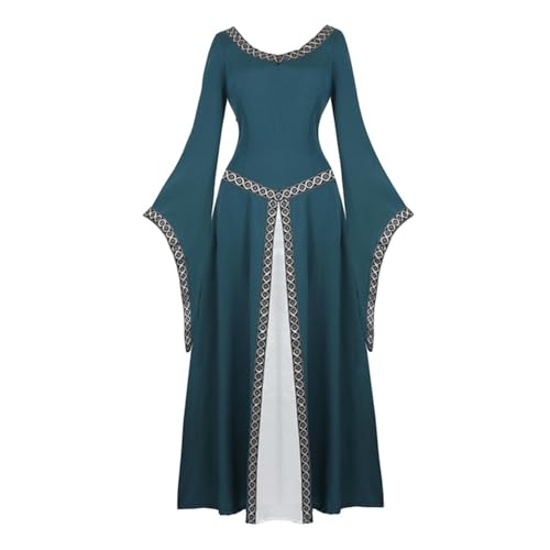AYAZER Damen Renaissance Mittelalterliches langes Kleid irischer Spitzenbesatz Trompetenärmel über Kleid viktorianisches Retro-Kostüm Halloween-Kostüm-Dunkelgrün-M AYAZER Damen Renaissance Mittelalterliches langes Kleid irischer Spitzenbesatz Trompetenärmel über Kleid viktorianisches Retro-Kostüm Halloween-Kostüm-Dunkelgrün-M von AYAZER