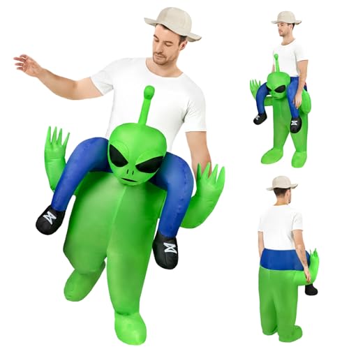 AYBUY Aufblasbares Alien Kostüm, Grün Aufblasbare Kostüme, Angenehm Tragbar, Aufblasbares Kostüm Alien Erwachsene Mit Aufblassystem, Karneval Halloween Grün Kostüm Cosplay für Party 160-190 cm von AYBUY