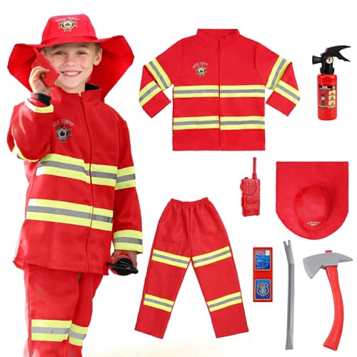 AYBUY Feuerwehr Kostüm Set für Kinder,Feuerwehrmann Kostüm Kinder,Feuerwehr Rollenspiel Set mit Spielzeug-Feuerlöscher,Waschbares Kostüm Feuerwehrmann Set für Karneval, Fasching, Mottoparty-120 cm AYBUY Feuerwehr Kostüm Set für Kinder,Feuerwehrmann Kostüm Kinder,Feuerwehr Rollenspiel Set mit Spielzeug-Feuerlöscher,Waschbares Kostüm Feuerwehrmann Set für Karneval, Fasching, Mottoparty-120 cm von AYBUY