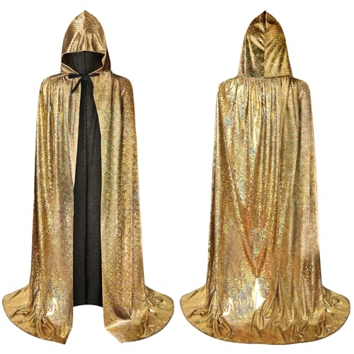 AYBUY Gold Umhang, Vampir Umhang mit Kapuze Lange Cape, Vampir Kostüm, Umhang Mittelalter für Halloween Weihnachten Karneval Kostüm, 150cm AYBUY Gold Umhang, Vampir Umhang mit Kapuze Lange Cape, Vampir Kostüm, Umhang Mittelalter für Halloween Weihnachten Karneval Kostüm, 150cm von AYBUY