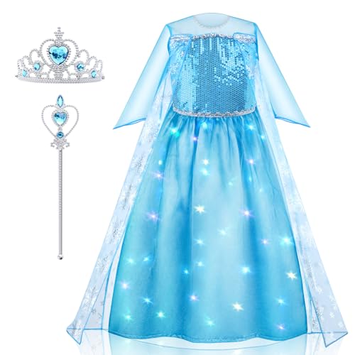 AYBUY Leuchtendes Prinzessin Kleid, Mädchen Blaues Prinzessinnenkleid leuchtet, Geeignet für Weihnachten, Halloween, Geburtstag, Party, Cosplay, Karneval(110cm AYBUY Leuchtendes Prinzessin Kleid, Mädchen Blaues Prinzessinnenkleid leuchtet, Geeignet für Weihnachten, Halloween, Geburtstag, Party, Cosplay, Karneval(110cm von AYBUY