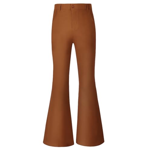 AYBUY Men's Flared Trousers, 70s Men's Trousers, Retro Stretch Flared Trousers, Disco Costume, Hippie Clothing for Men, Retro Hippie Parties and Carnival Costumes, L-XL(Braun) von AYBUY