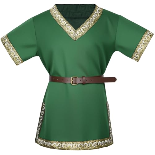 AYBUY Renaissance Warrior Ritter Tops, Kinder Renaissance Pirat Hemd mit Braun Gürtel, Jungen Mittelalter Tunika für Halloween Karneval Cosplay, 120CM AYBUY Renaissance Warrior Ritter Tops, Kinder Renaissance Pirat Hemd mit Braun Gürtel, Jungen Mittelalter Tunika für Halloween Karneval Cosplay, 120CM von AYBUY