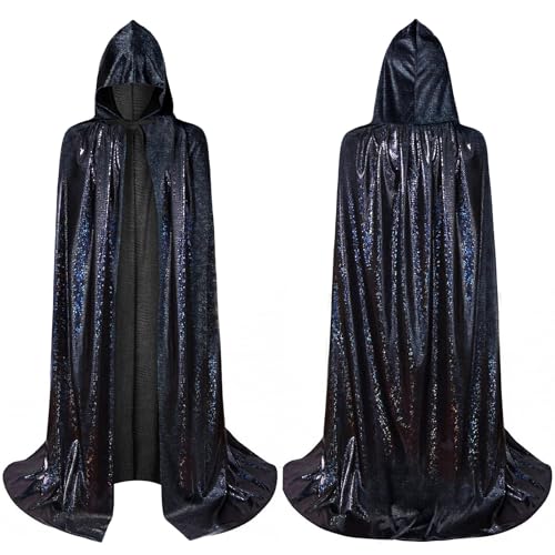 AYBUY Schwarzer Umhang, Vampir Umhang mit Kapuze Lange Cape, Vampir Kostüm, Umhang Mittelalter für Halloween Weihnachten Karneval Kostüm, 150cm AYBUY Schwarzer Umhang, Vampir Umhang mit Kapuze Lange Cape, Vampir Kostüm, Umhang Mittelalter für Halloween Weihnachten Karneval Kostüm, 150cm von AYBUY