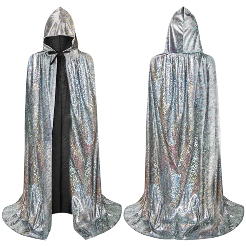 AYBUY Silber Umhang, Vampir Umhang mit Kapuze Lange Cape, Vampir Kostüm, Umhang Mittelalter für Halloween Weihnachten Karneval Kostüm, 150cm AYBUY Silber Umhang, Vampir Umhang mit Kapuze Lange Cape, Vampir Kostüm, Umhang Mittelalter für Halloween Weihnachten Karneval Kostüm, 150cm von AYBUY
