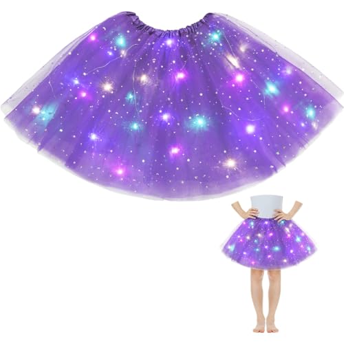 AYBUY Tüllrock Damen LED Tütü Kinder, Tutu mit Futter, Kinder Teenager Tutu Party für Weihnachten Verkleidung Karneval Halloween Geburtstag Party Halloween, 30CM (Tiefes Lila) von AYBUY