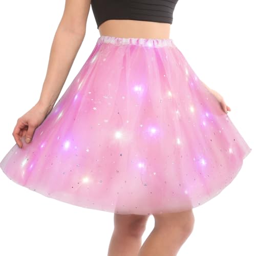 AYBUY Tutu Rock LED, Tüllrock Damen LED Tütü, 40CM(Rosa) von AYBUY
