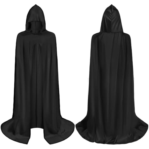 AYBUY Umhang mit Kapuze，Vampir Umhang，Unisex Kapuzenumhang für Erwachsene Halloween Cosplay Party,130cm（Schwarz） von AYBUY