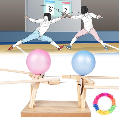 AYESY Balloon Bamboo Man Battle, Handgefertigte Hölzerne Fechtpuppen, Ballon Fechten Spiel für 2 Spieler, Familienspiele, Tabletop Spiele, Party Spiel Für Kinder Und Erwachsene, Mit 200 Luftballons AYESY Balloon Bamboo Man Battle, Handgefertigte Hölzerne Fechtpuppen, Ballon Fechten Spiel für 2 Spieler, Familienspiele, Tabletop Spiele, Party Spiel Für Kinder Und Erwachsene, Mit 200 Luftballons von AYESY