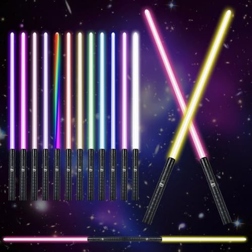 AYESY Laserschwert Kinder, 14 Farben Metall Hilt 2 in 1 Laserschwert, Duell Lightsaber mit 3 Modi Lichtschwert mit Film Soundeffekt-Modus für Mitgebsel Geschenk Cosplay (Schwarz-1 Stück) von AYESY