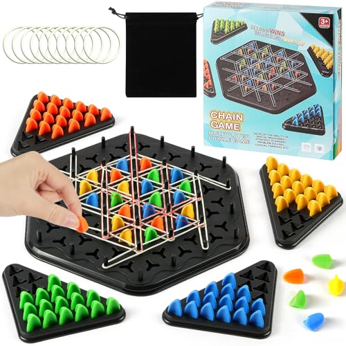 AYESY Triggle Spiel,Triggle Gummibänder Brettspiele, Taktikspiel mit Gummibändern, Interaktives Brettspiel Triggle, Kettendreieck Schach, Gummiband Brettspiele Brain Games für Jungen und Mädchen AYESY Triggle Spiel,Triggle Gummibänder Brettspiele, Taktikspiel mit Gummibändern, Interaktives Brettspiel Triggle, Kettendreieck Schach, Gummiband Brettspiele Brain Games für Jungen und Mädchen von AYESY