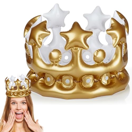 AYEUPZ Aufblasbare Krone,Aufblasbare Geburtstagskrone,Kostümzubehör Karneval,Accessoire für Prinzessin,König,JGA,Karnevals kostüm Zubehör (Groß) von AYEUPZ