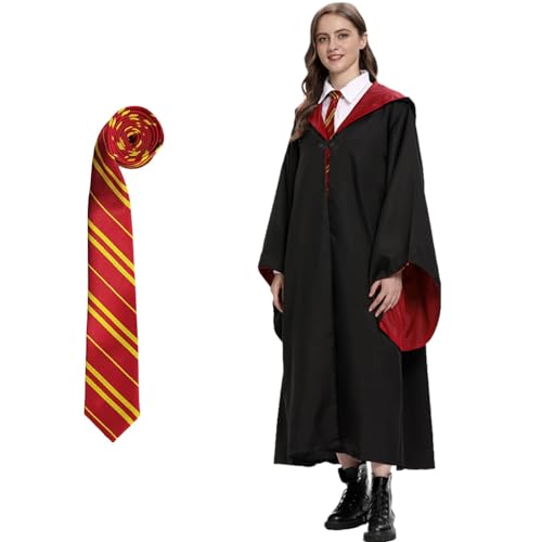 AYEUPZ Magier umhang und Krawatte,Umhang und Krawatte, Magier Robe, Zauberer Cosplay Uniform, Zaubererrobe für Erwachsene (Rot, 155) von AYEUPZ