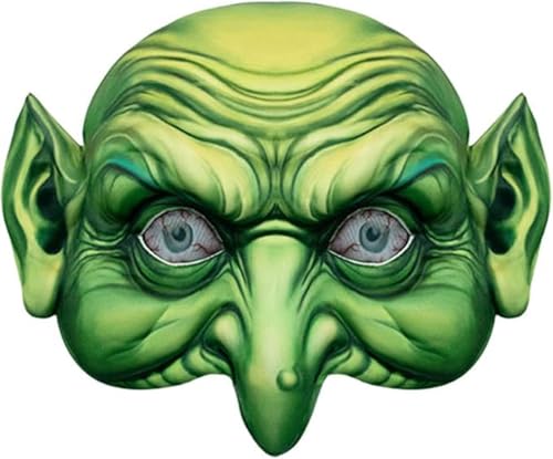 Damen Maske und Hexenhut mit langen Haaren, Hexenmaske, halbes Gesicht, EVA, Zaubererhut, Magisch, Halloween-Gesichtsbedeckung, realistisch, Zubehör für Cosplay, Karneval von AYIDBE