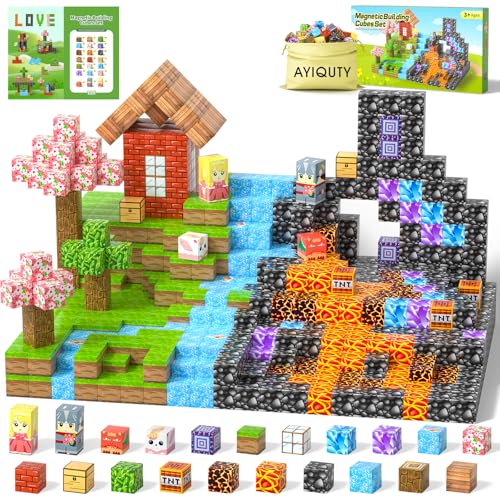 AYIQUTY Magnetische Bausteine, 84PCS Magnetic Blocks Set, 23 Elemente Magnetbausteine, Magnetsteine Spiel Spielzeug Geschenk ab 3 4 5 6 7+ Jahre Junge Mädchen von AYIQUTY