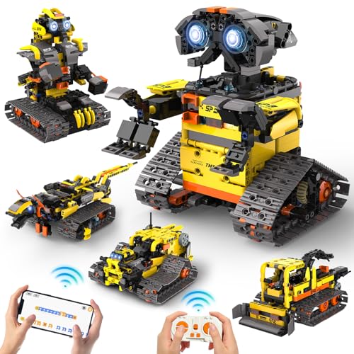 AYIQUTY Technic Roboter Bauspielzeug Bausatz, 5-IN-1 RC Roboter und Auto Spielzeug, Ferngesteuert und App Roboter Bausatz Kinder, Technic Spielzeug Geschenk ab 8-12 13 14 15 Jahre Jungen von AYIQUTY