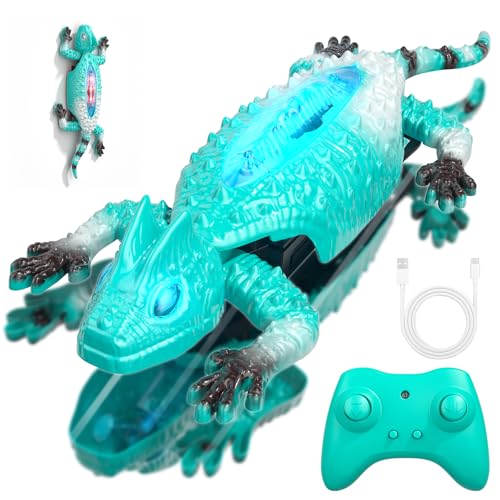 Ferngesteuertes Gecko Wandflitzer, Wiederaufladbare RC Stunt Kletter Auto mit LED Licht, Ferngesteuertes Roboter Kinder, RC Spielzeug Geschenke für Jungen und Mädchen ab 5 6 7 8 9 10 11 12 Jahren von AYIQUTY