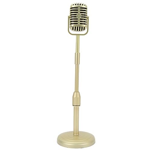 AYNEFY Vintage-Mikrofon-Requisite, Retro-Mikrofon-Replik, Leichtes Fake-Mikrofon für Cosplay-Bühnenauftritte mit Einstellbarer Höhe von 8 cm (Gold) von AYNEFY