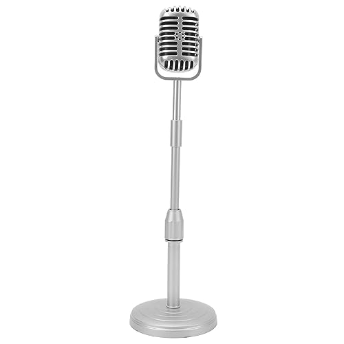 AYNEFY Vintage-Mikrofon-Requisite, Retro-Mikrofon-Replik, Leichtes Fake-Mikrofon für Cosplay-Bühnenauftritte mit Einstellbarer Höhe von 8 cm (Silver) von AYNEFY