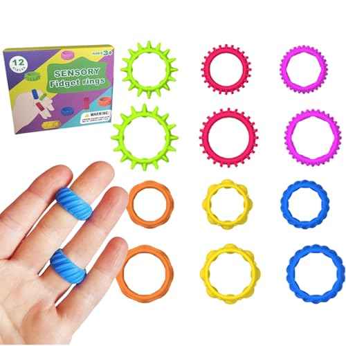 AYNKH 12 Pack Finger Spinning Rings, Kinder Fidget Toys Sensory Rings, Fun Gadgets für Kinder ADHS Klassenzimmer von AYNKH
