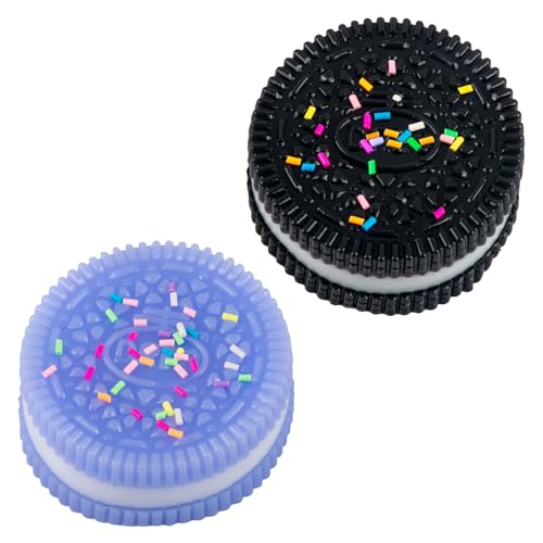 AYNKH 2 Stück Keks-Förmiges Spielzeug,Taba Squishy,Keks Squishy,Weiches Quetschspielzeug,Stressabbau-Spielzeug,Geschenke für Die Geistige Gesundheit,Niedliches Fingerspielzeug (Violett,Schwarz) von AYNKH