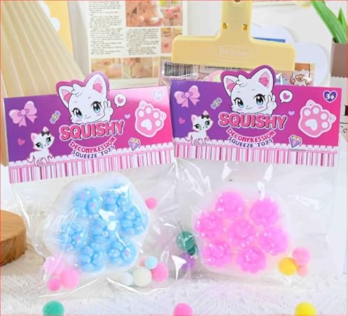 AYNKH 2 Stück Squishy Zampa di Gatto Spielzeug zum Zusammendrücken der Füße für Katzen, Anti-Stress-Spielzeug für Kinder, Jugendliche, Erwachsene (Rosa, Blau) von AYNKH