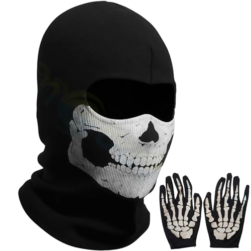 AYNKH 2-Teiliges Set mit Geister-Totenkopf-Kapuze und Handschuhen, Totenkopf-Maske, geeignet für Halloween-Kostüme, Rollenspiele, Snowboarden, Radfahren, Motorradfahren und andere Outdoor-Sportarten. AYNKH 2-Teiliges Set mit Geister-Totenkopf-Kapuze und Handschuhen, Totenkopf-Maske, geeignet für Halloween-Kostüme, Rollenspiele, Snowboarden, Radfahren, Motorradfahren und andere Outdoor-Sportarten. von AYNKH