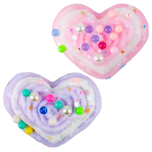 AYNKH 2PCS Herz Creme Squishy Spielzeug,Niedlich Mochi Fufu Squishy,Mini-Creme Herz Stress Relief Spielzeug,Herz Sensorik Spielzeug,Taba Squishy,Geschenke Kinder Erwachsene Valentinstag (Rosa, Lila) von AYNKH