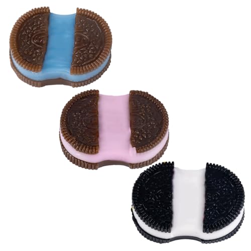 AYNKH 3 PCS Stress Relief Spielzeug,Cookie Muffin Spielzeug,Taba Muffins,Pinch Cookie Simulation,Fufu Muffins, Soft Squeeze Spielzeug,Geschenke,Niedliche Fingerspitze Spielzeug (Rosa, Schwarz, Blau) von AYNKH