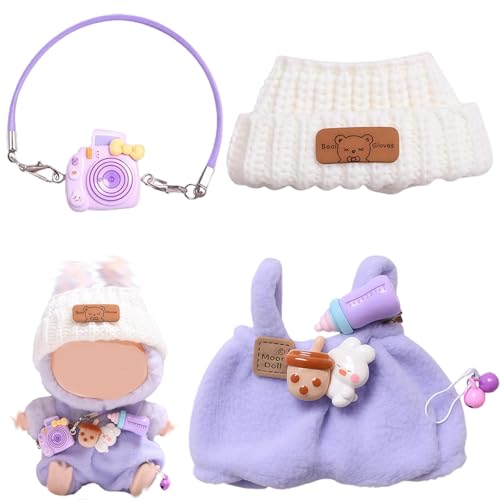 AYNKH 3 Stück Kleidung für 17cm Puppe, Puppen Bekleidung Zubehör, Kuscheltier Kleidung Outfit Lila von AYNKH