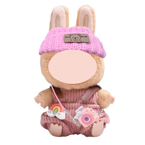 AYNKH 3 Stück Puppenkleidung, 17cm Plüschspielzeug-Zubehör, Handgestricktes Rosa Kombikleid, Kamera, Hutband AYNKH 3 Stück Puppenkleidung, 17cm Plüschspielzeug-Zubehör, Handgestricktes Rosa Kombikleid, Kamera, Hutband von AYNKH