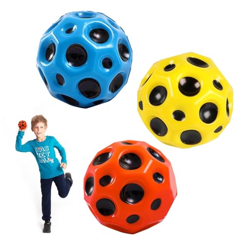 AYNKH 3PCS Sprung Ball Weltraum Ball Mond Ball, hoher Springender Gummischaum Ball, einfach zu greifen und zu fangen, Machen Sie EIN knallendes Geräusch, hohe springende Mini Bouncy Bälle von AYNKH