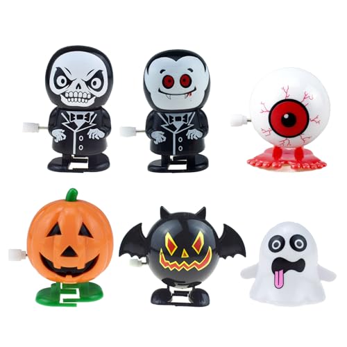 AYNKH 6 Stück Halloween Wind Up Toy, Partyspielzeug, lustiges Springen Spielzeug für Kinder, Geist des Kürbisschädels von AYNKH