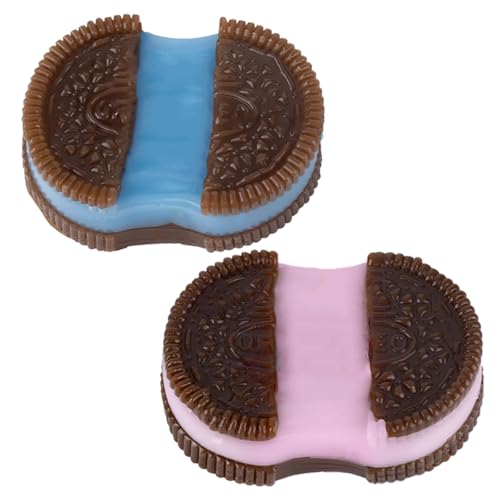 AYNKH Anti-Stress-Spielzeug, 2 Stück, Cookie Muffin, Taba Squishy, Simulation von gequetschten Keksen, Fufu Squishy, weiches Quetschspielzeug, Geschenke, niedliche Fingerspielzeuge (Rosa, Blau) von AYNKH