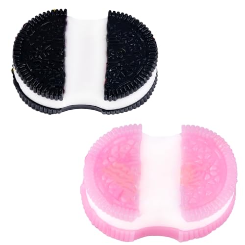 AYNKH Anti-Stress-Spielzeug, 2 Stück, Cookie Muffin, Taba Squishy, Simulation von gequetschten Keksen, Fufu Squishy, weiches Quetschspielzeug, Geschenke, niedliche Fingerspielzeuge (rosa, schwarz) von AYNKH
