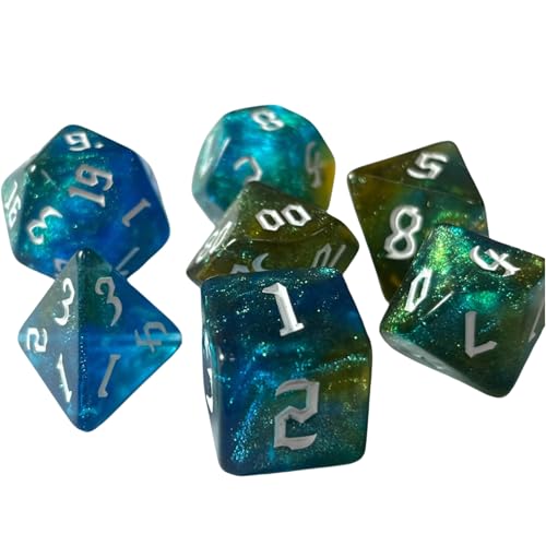 AYNKH DND Gold Folie Würfel Satz, 7 Harz Sand Polyhedral Würfel, Rollenspiel, D20, D12, D10, D8, D6, D4 AYNKH DND Gold Folie Würfel Satz, 7 Harz Sand Polyhedral Würfel, Rollenspiel, D20, D12, D10, D8, D6, D4 von AYNKH