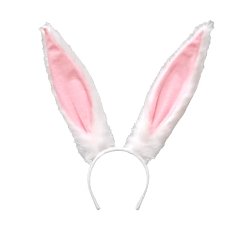 AYNKH Kaninchenohr Stirnband, Hasenohr Stirnbänder Themenpartys wie Valentinstag und Ostern,Bunny Girl Cosplay,Große und Süße Rosa Weiße Hasenohren Haarreif,Osterhasen Ohren Haarreif von AYNKH