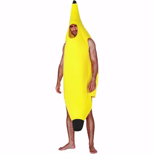 AYNKH Lustiges Bananen-Kostüm für Erwachsene und Kinder, leichtes Obst-Halloween-Kostüm, bequem, lustiges Uni-Frucht-Outfit, einfach zu tragen und zu entfernen, für Mottoparty, Weihnachten, Cosplay von AYNKH