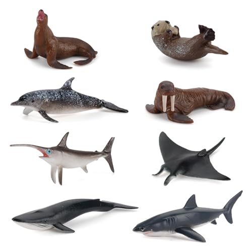 AYNKH 8 Stück realistische Meerestierfiguren, 10 cm, Hai, Wal, Swordfish, Meeresotter, Walross, Delfin, Spielzeug, Badewanne, Spielzeug, Kinder, Erwachsene, Weihnachten, Geburtstagsgeschenk, AYNKH 8 Stück realistische Meerestierfiguren, 10 cm, Hai, Wal, Swordfish, Meeresotter, Walross, Delfin, Spielzeug, Badewanne, Spielzeug, Kinder, Erwachsene, Weihnachten, Geburtstagsgeschenk, von AYNKH