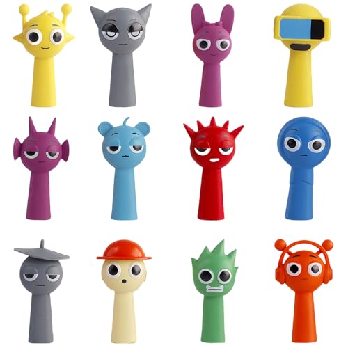 AYNKH S-prunki bewegliche Figuren, Actionfiguren, bunte Figuren für Jungen und Mädchen ab 3 Jahren, sicher, langlebig und lustig, für alle Liebhaber von Spielen S-prunki (12 Stück, Pack A) von AYNKH