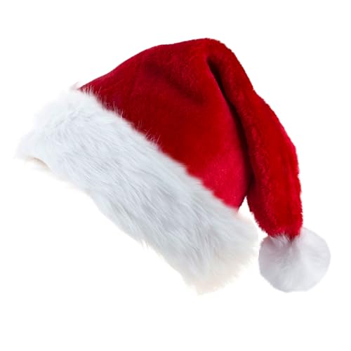AYNKH Weihnachtsmütze, unverzichtbare Artikel für die Weihnachtszeit, Deluxe-Plüsch-Weihnachtsmannmütze, dick, bequem, klassisch, rot, für Weihnachten, Neujahr, festliche Themenparty, Unisex AYNKH Weihnachtsmütze, unverzichtbare Artikel für die Weihnachtszeit, Deluxe-Plüsch-Weihnachtsmannmütze, dick, bequem, klassisch, rot, für Weihnachten, Neujahr, festliche Themenparty, Unisex von AYNKH