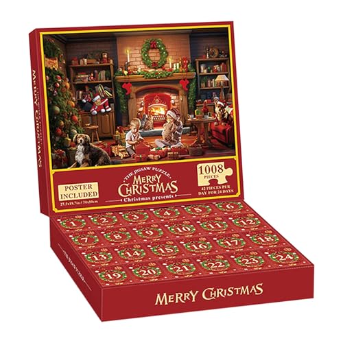 AYOrpeg Adventskalender Puzzle Weihnachts 24 Weihnachtskalender Adventskalender Puzzles Weihnachts Countdown Kalender (B-Red, One Size) von AYOrpeg