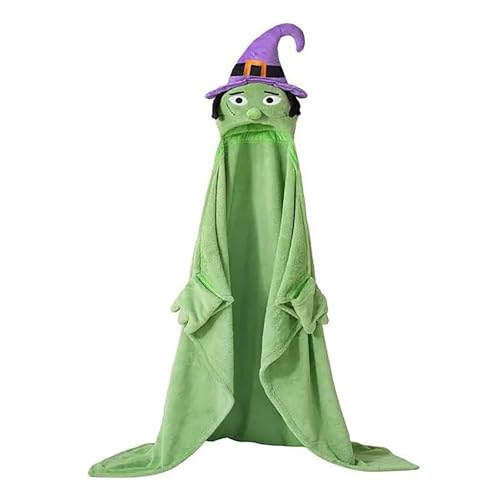 AYOrpeg Halloween Überwurfdecke Hoodie kuschelige Kapuzendecke Cosplay Halloween Decke (Green, One Size) von AYOrpeg